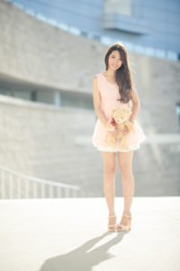 ally gong ulzzang teddy bear kawaii cute asian girl pink dress