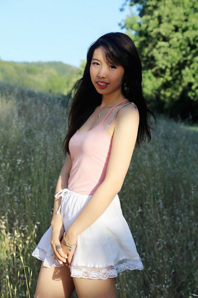 outfit ally pink tank white skirt
