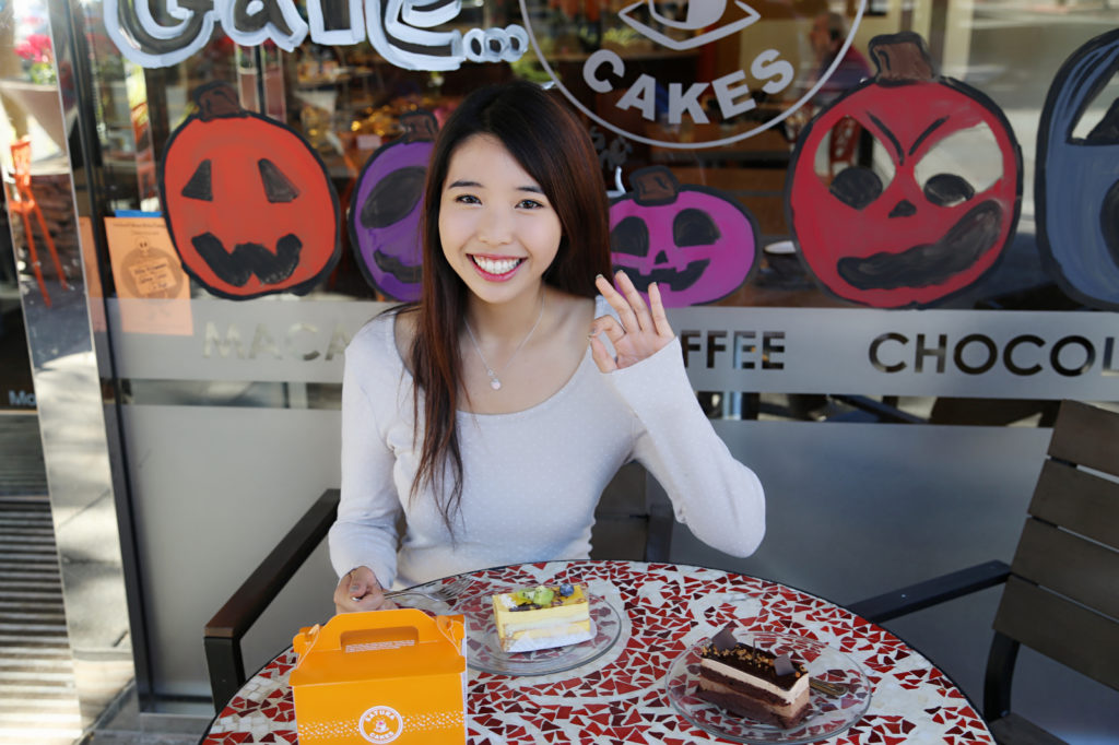 ally gong, best friends, japanese, chinese, cute, kawaii, cake, pastry, adorable, beautiful, los altos, downtown, palo alto, sunday, love, sakura cakes, asian, girls, fall, mousse, mango, chocolate, smile, sweet,