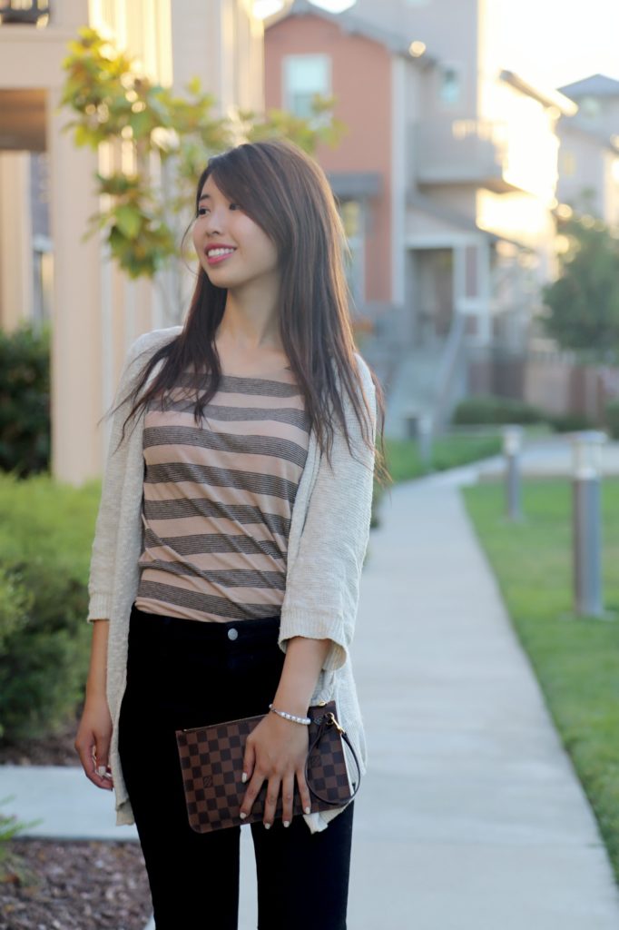 cozy, chic, winter, cold, phobic, sweatpants, sweatshirts, louis vuitton, ally gong, chic, ootd, outfit, checkered, white nails, fall, autumn, asian, girl, skinny jeans, layered, stripes, ally gong