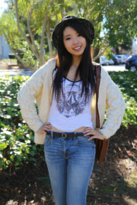ally gong, boyfriend jeans, hipster, winter, california, oasap, sponsored, cardigan, light wash, denim, leather, casual, relaxed, cute, asian, hat, knit, cardigan, cream,