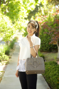 ally gong homanz bag korean style idol kpop celebrity fashion inspiration ponytail cute pretty japanese ootd fblogger leather bag los angeles palo alto bay area fashion blogger chinese model miss asia america iu idol
